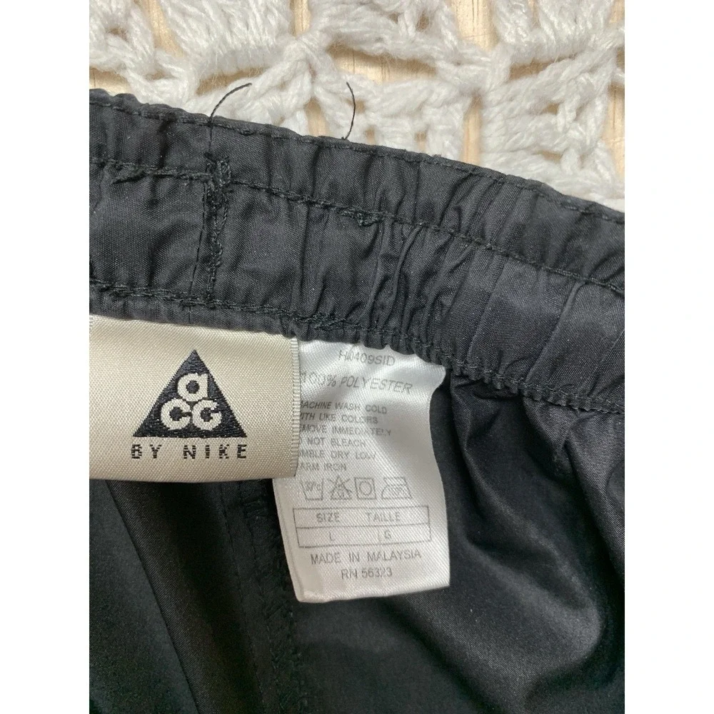 Vintage 90s Nike ACG Windbreaker‎ Track Pants Mens L Black Swoosh Zip Ankle